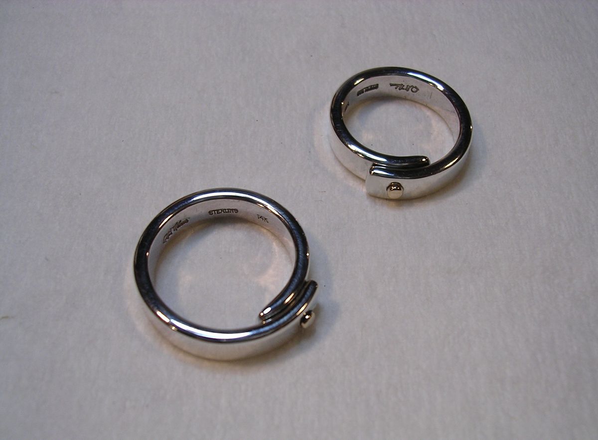 One Rivet Ring - Sterling Silver With 14k Gold Rivet