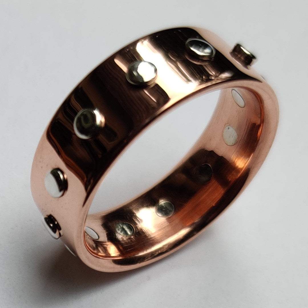 12 Rivet Ring in Copper and Sterling