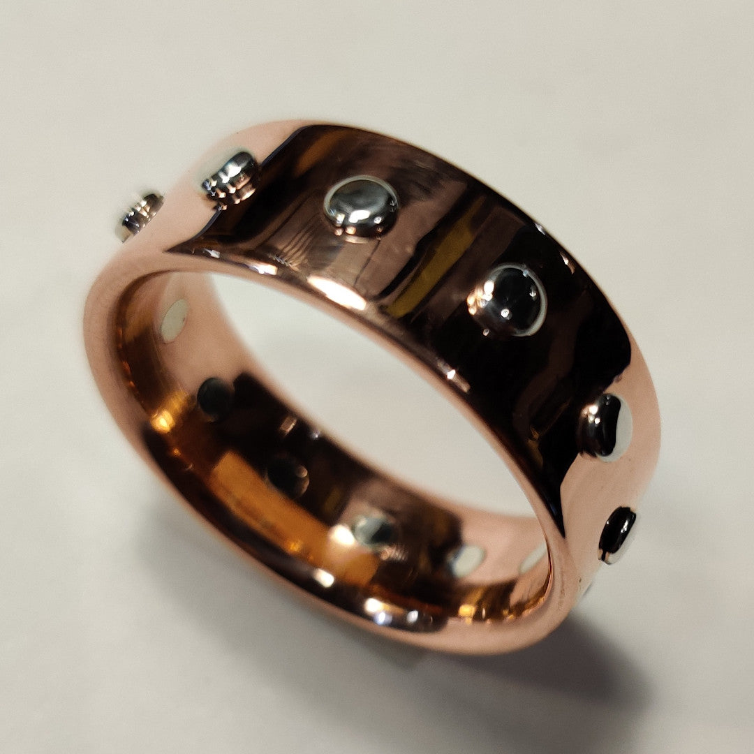 12 Rivet Ring in Copper and Sterling