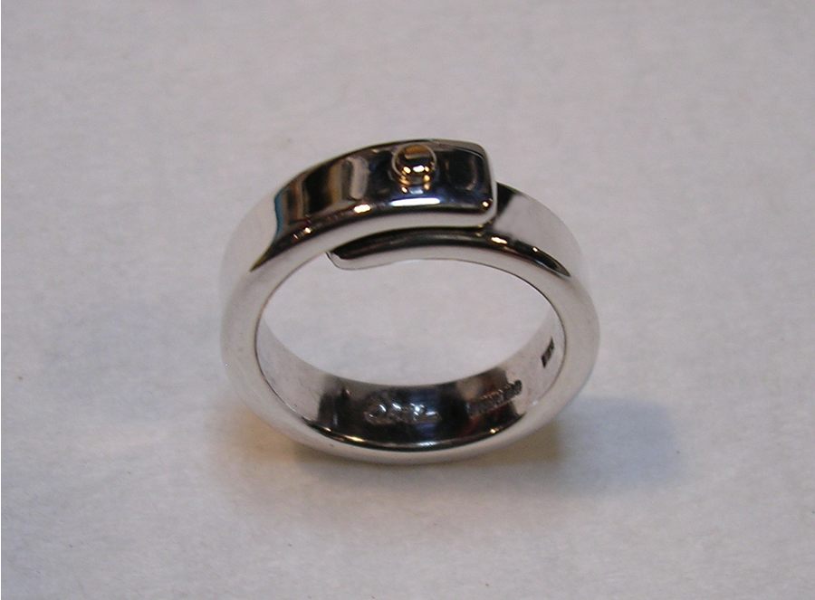One Rivet Ring - Sterling Silver With 14k Gold Rivet