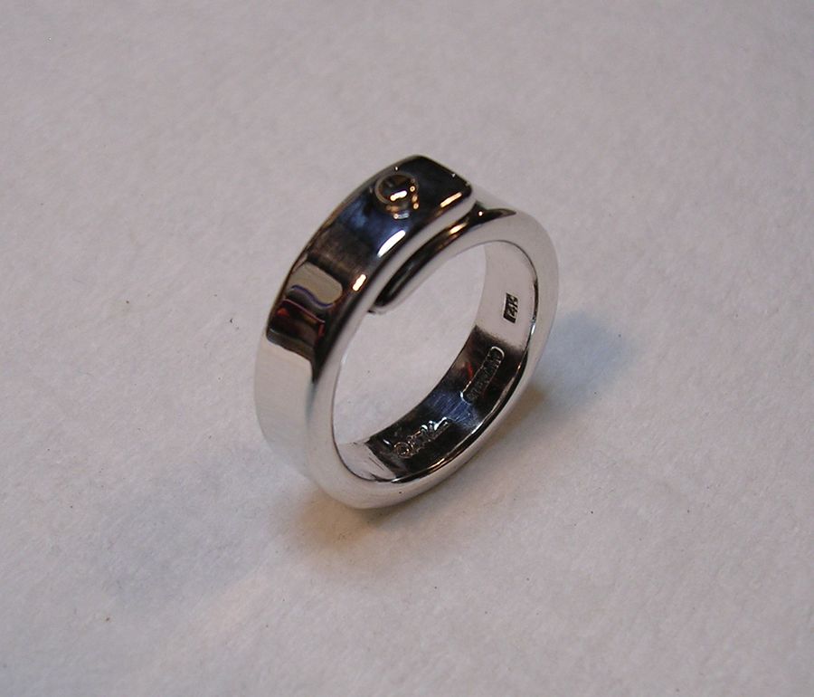 One Rivet Ring - Sterling Silver With 14k Gold Rivet