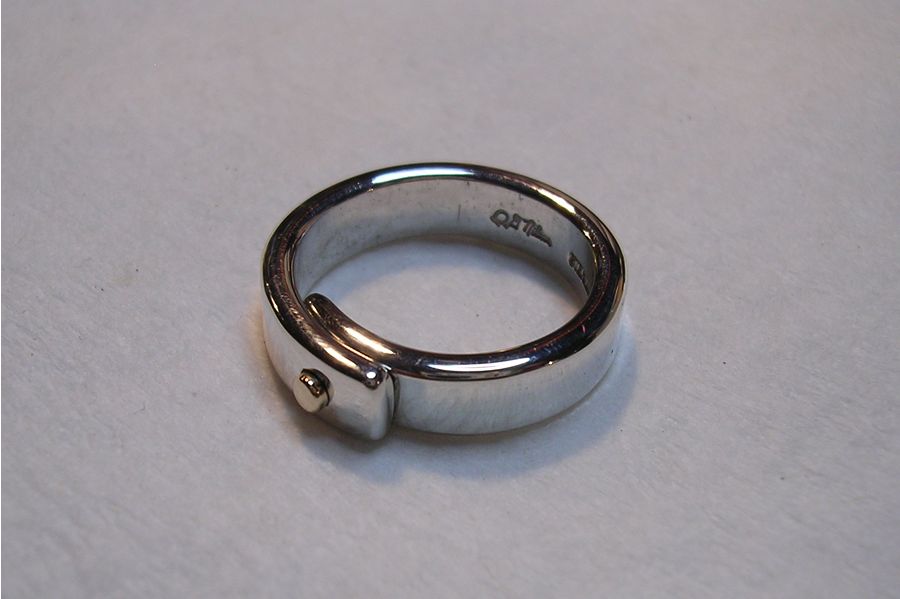 One Rivet Ring - Sterling Silver With 14k Gold Rivet