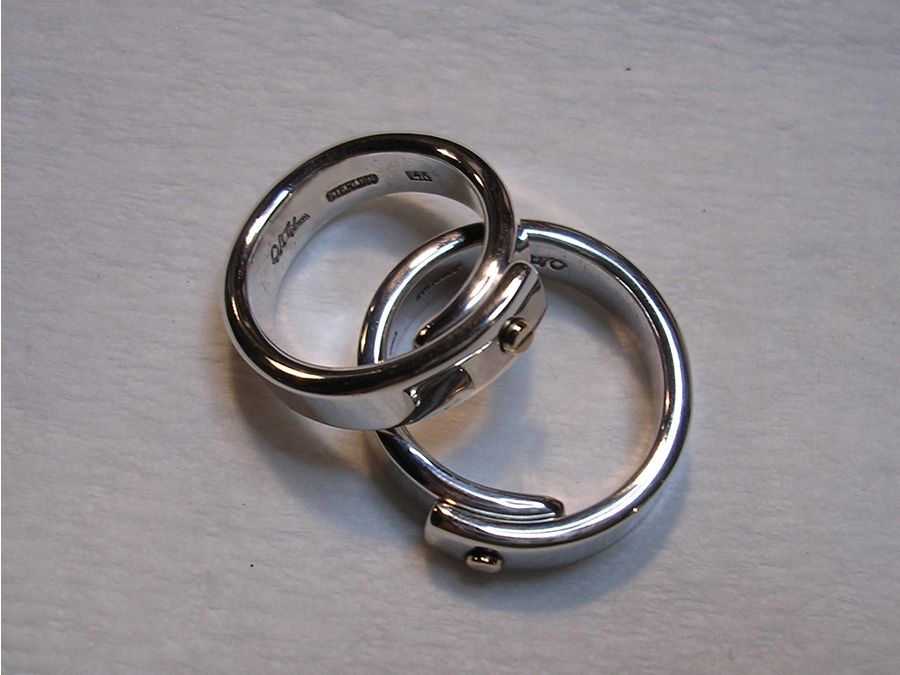 One Rivet Ring - Sterling Silver With 14k Gold Rivet