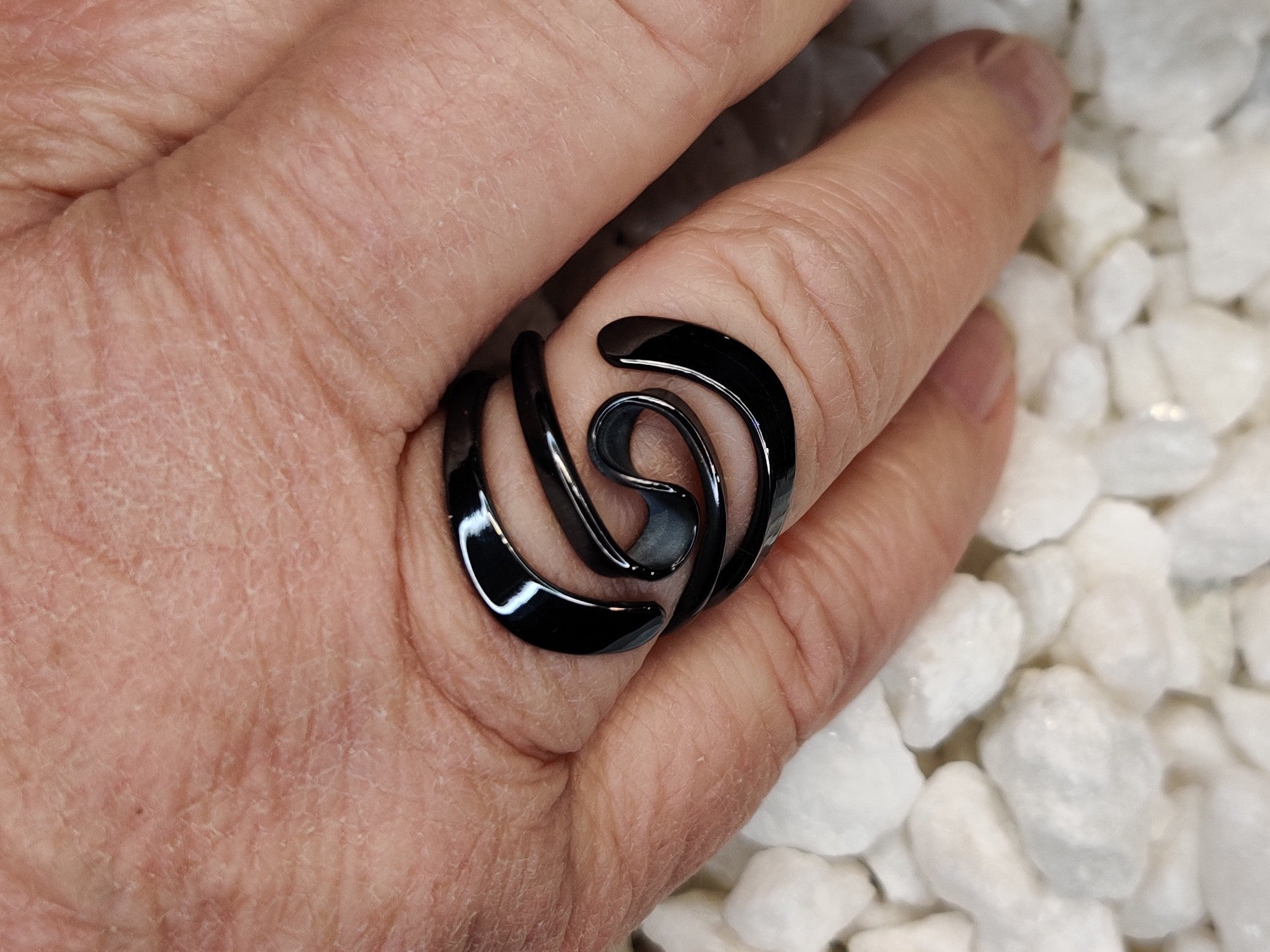 Blackened Niobium Two Turn Vortex Energy Ring™ With Wings