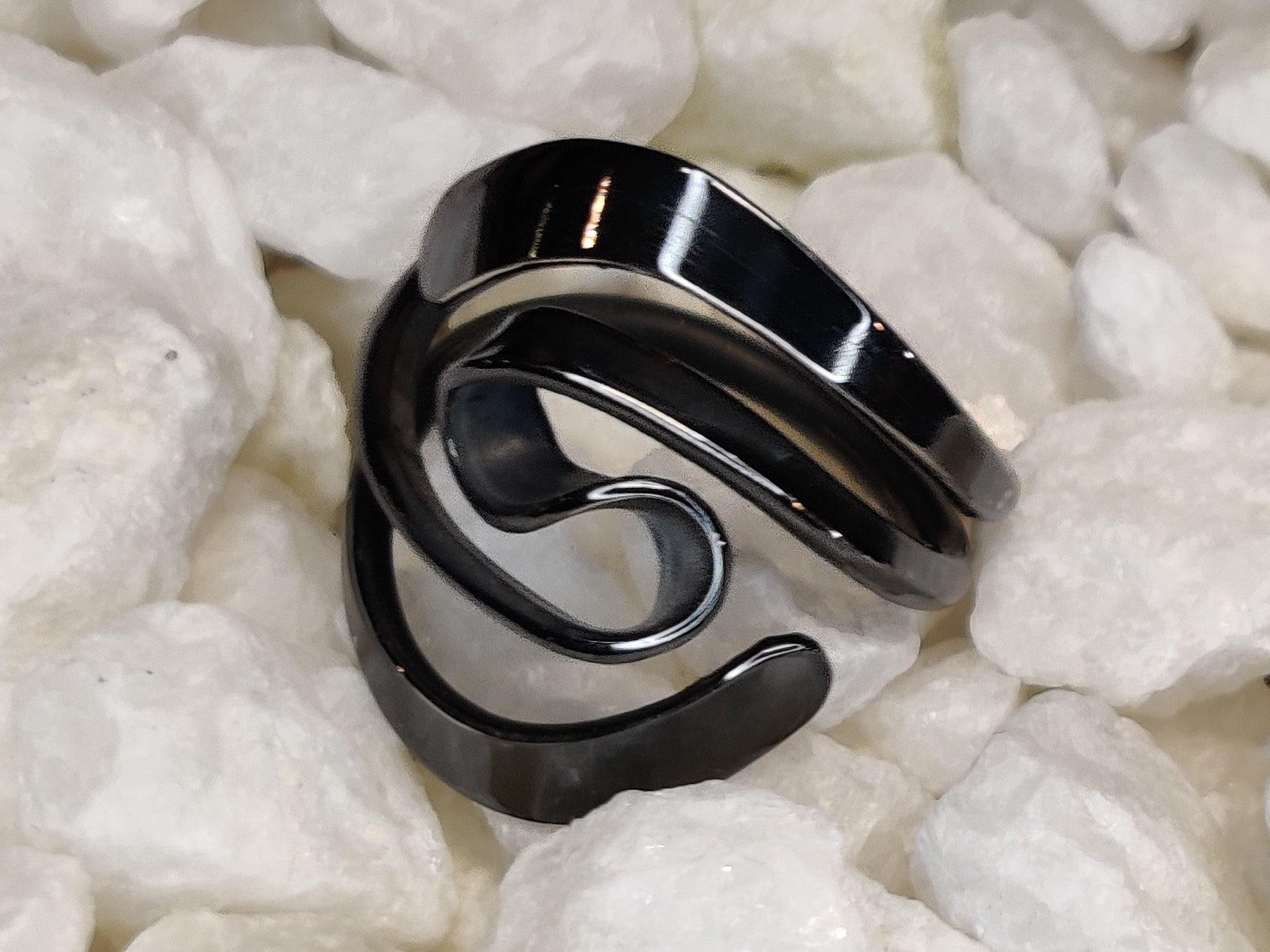 Blackened Niobium Two Turn Vortex Energy Ring™ With Wings