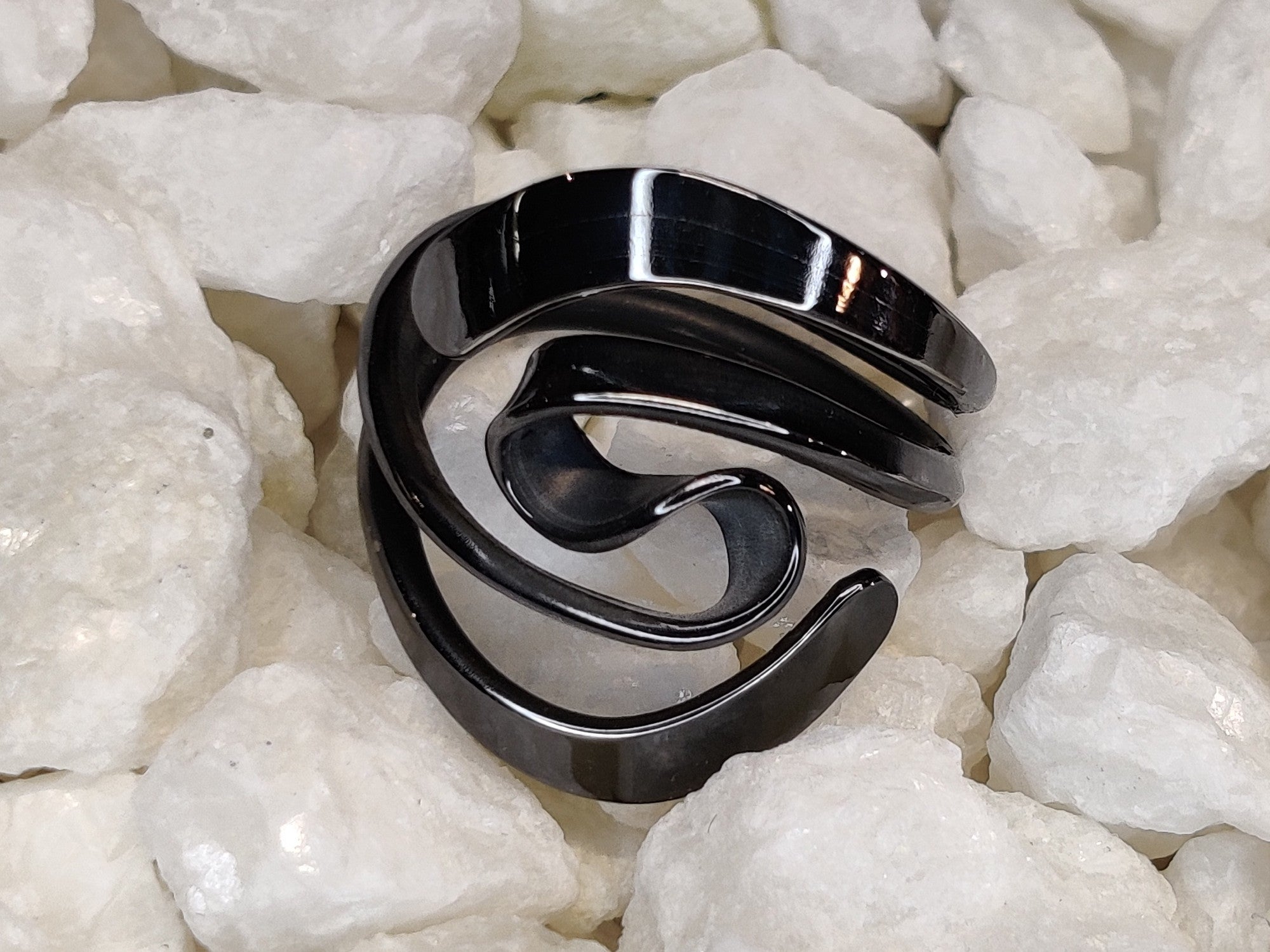 Blackened Niobium Two Turn Vortex Energy Ring™ With Wings