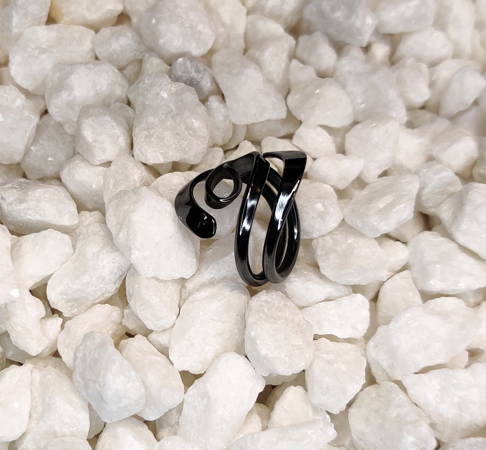 Blackened Niobium Two Turn Vortex Energy Ring™ With Wings