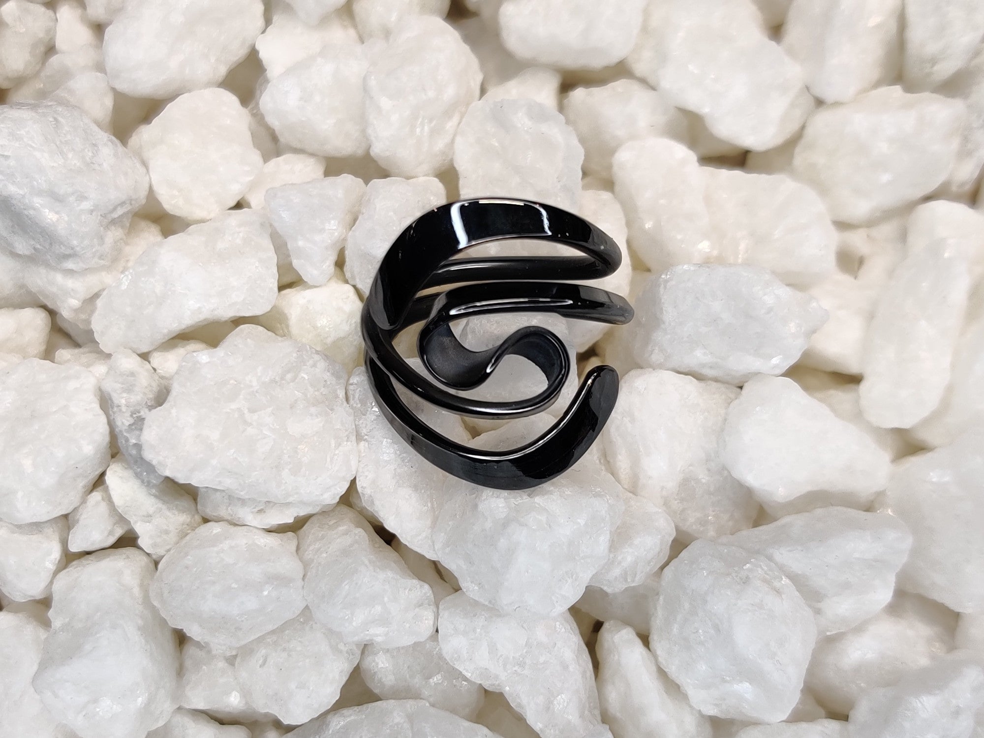 Blackened Niobium Two Turn Vortex Energy Ring™ With Wings