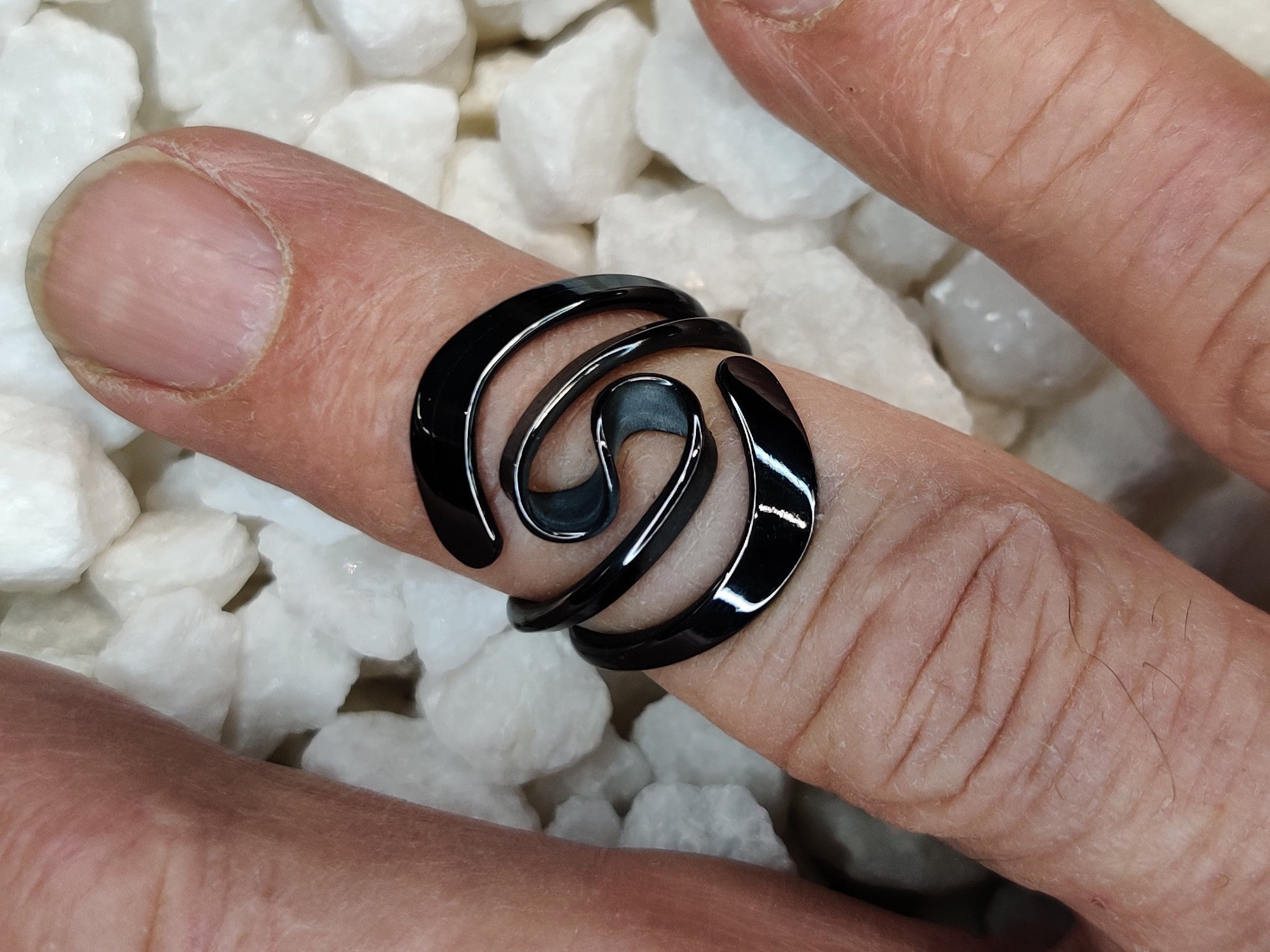 Blackened Niobium Two Turn Vortex Energy Ring™ With Wings