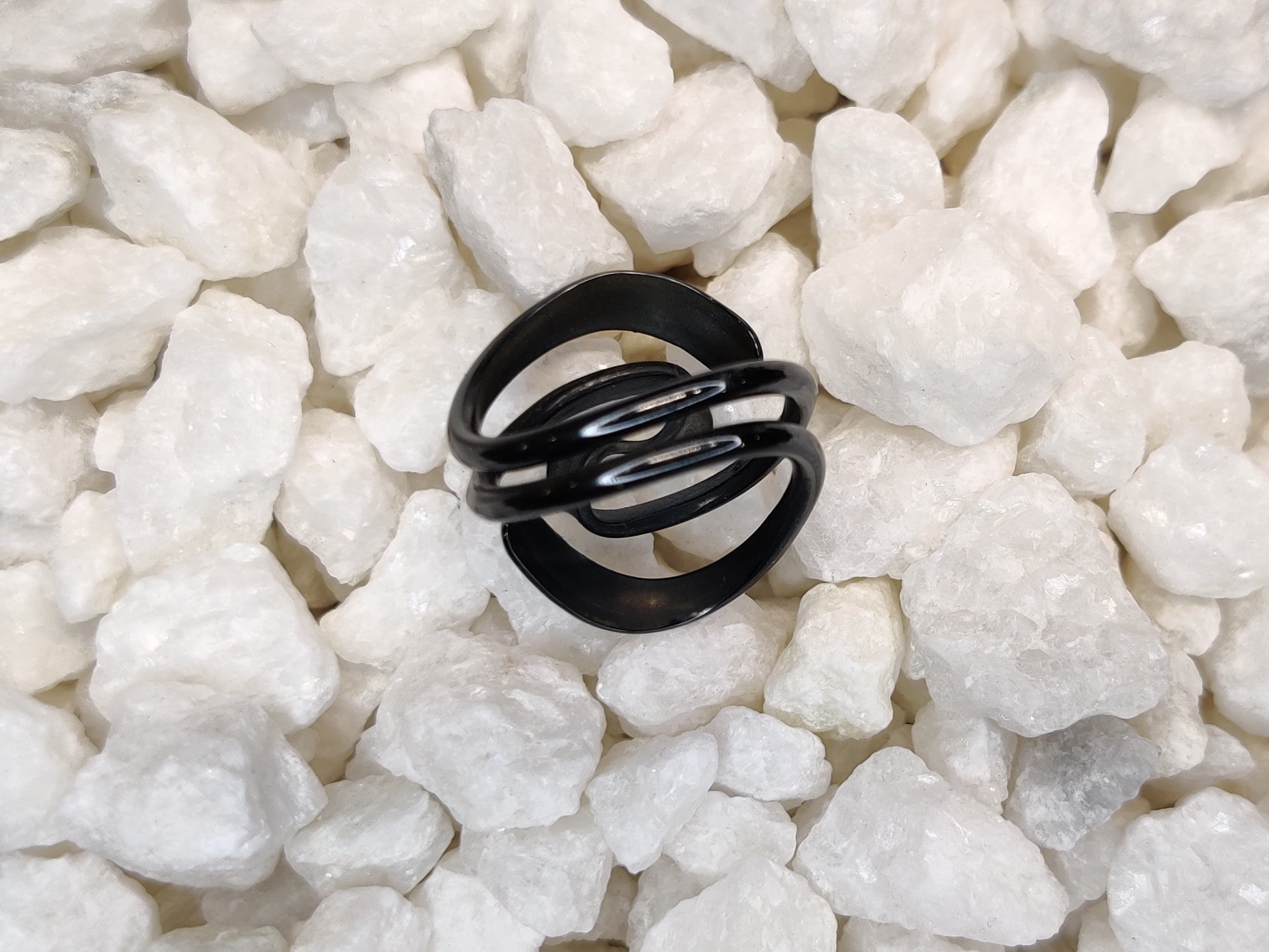 Blackened Niobium Two Turn Vortex Energy Ring™ With Wings