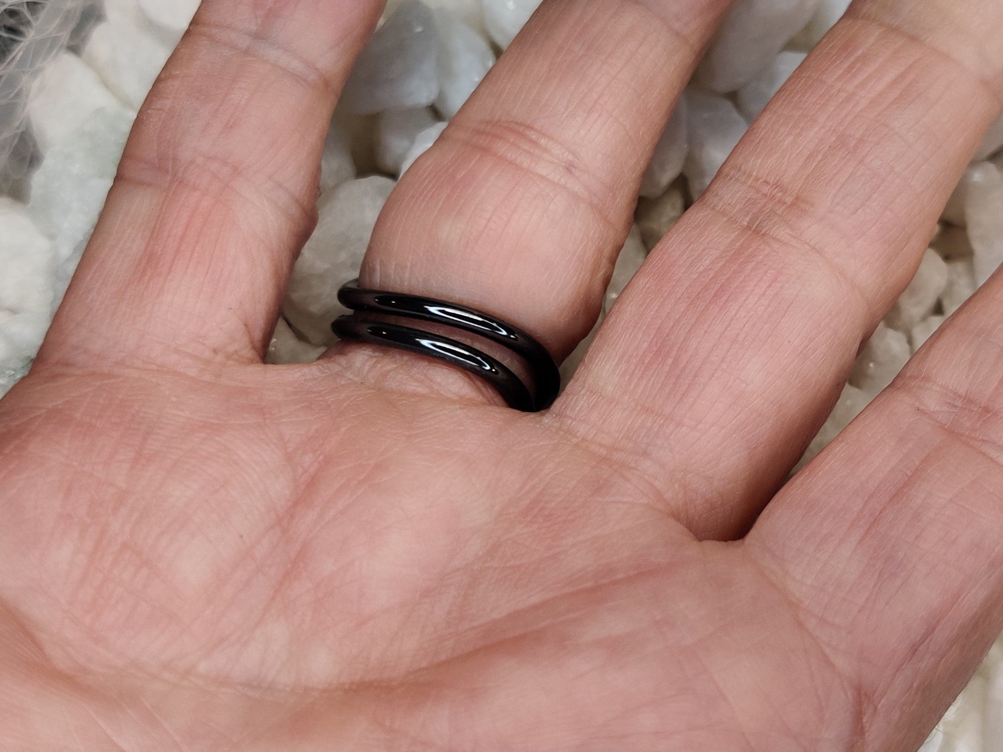 Blackened Niobium Two Turn Vortex Energy Ring™ With Wings