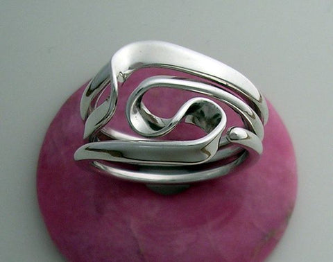 Blackened Niobium Wave Energy Ring™ with Sterling Accents