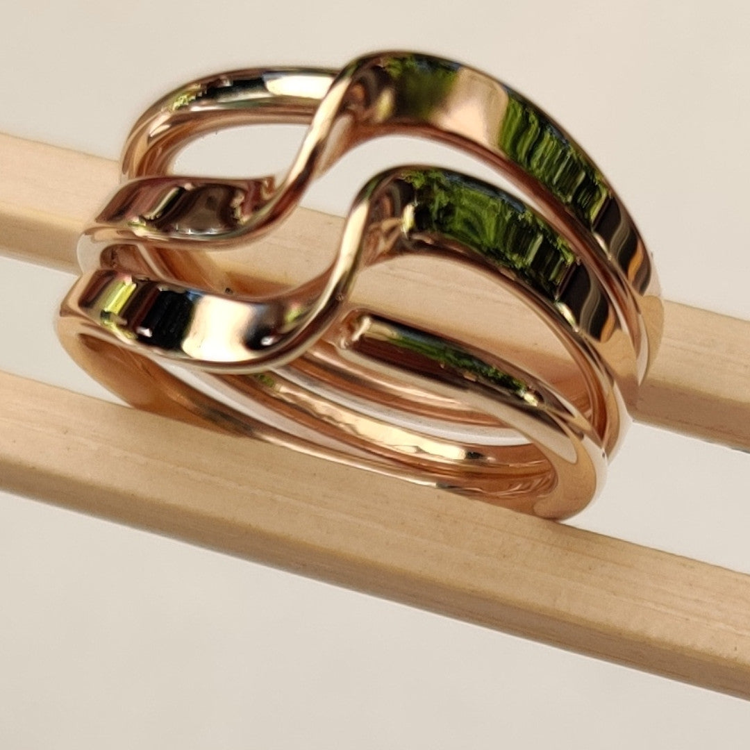 Three Turn Wave Energy Rings™In Solid 14K Yellow Gold