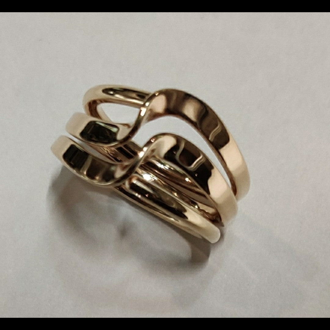 Three Turn Wave Energy Rings™In Solid 14K Yellow Gold