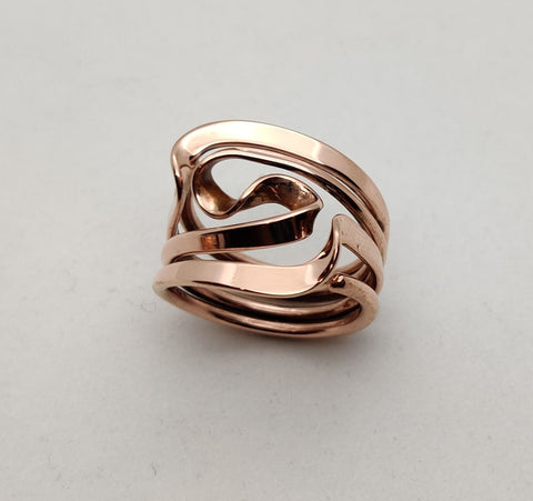 Three Turn Wave Energy Rings™In Solid 14K Yellow Gold