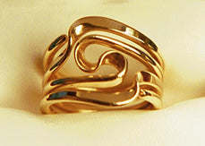 Three Turn Wave Energy Rings™In Solid 14K Yellow Gold