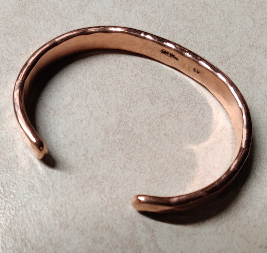 Pure Therapeutic Copper Hammered Cuff Bracelet 8 to 11 mm Wide