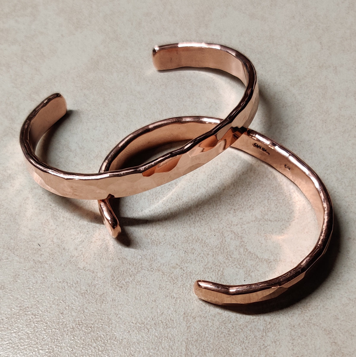 Pure Therapeutic Copper Hammered Cuff Bracelet 8 to 11 mm Wide