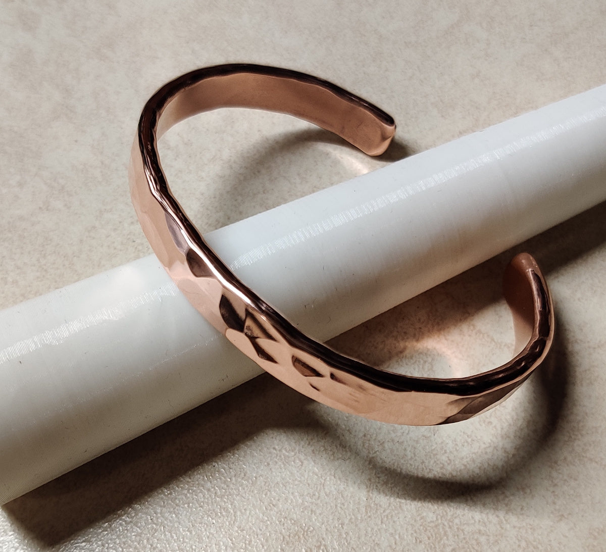 Pure Therapeutic Copper Hammered Cuff Bracelet 8 to 11 mm Wide