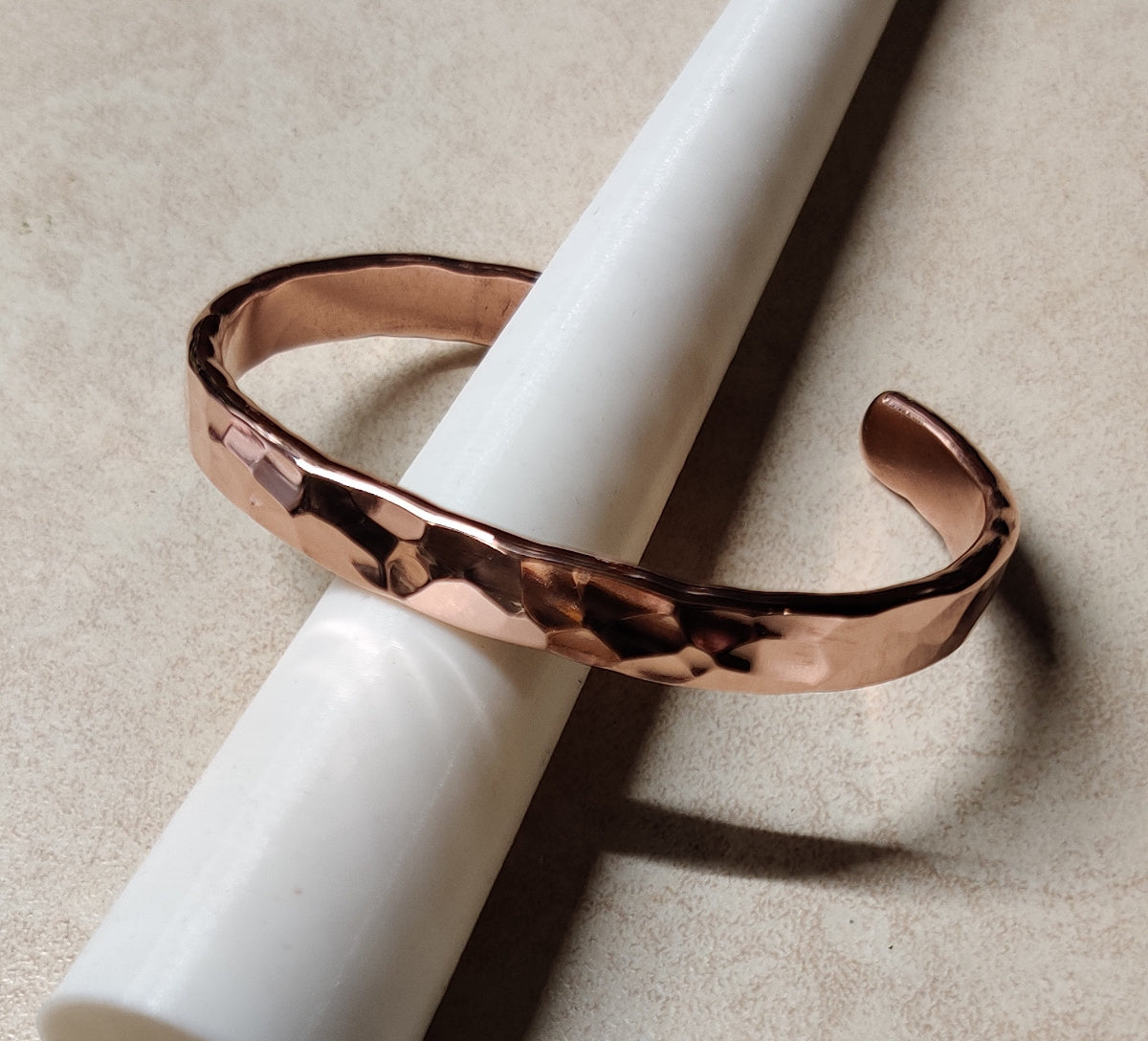Pure Therapeutic Copper Hammered Cuff Bracelet 8 to 11 mm Wide