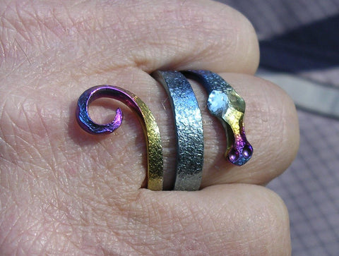 Blackened Niobium Wave Energy Ring™ with Sterling Accents