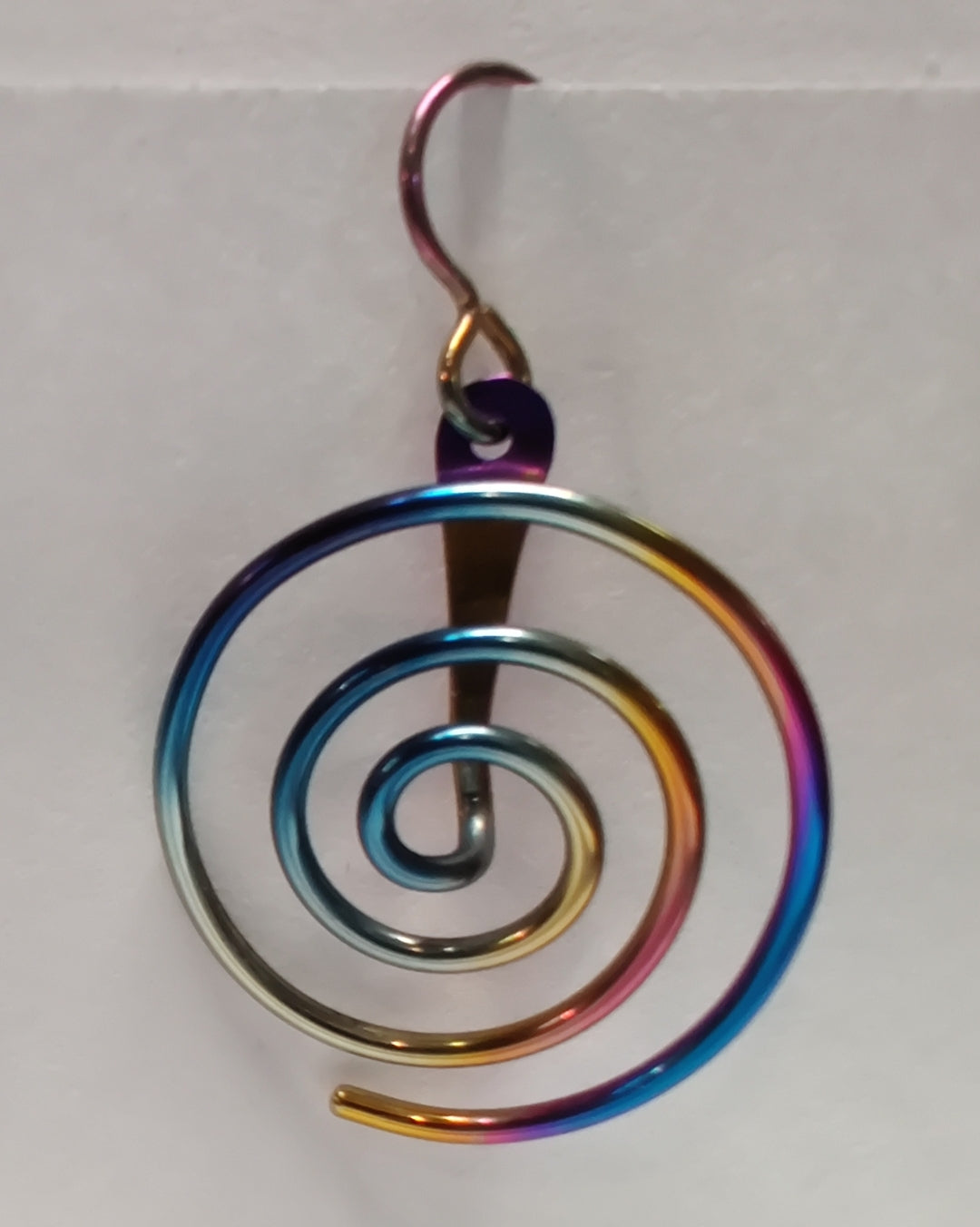Spiral Niobium Earrings - Faraday Coil Style In Rainbow Finish