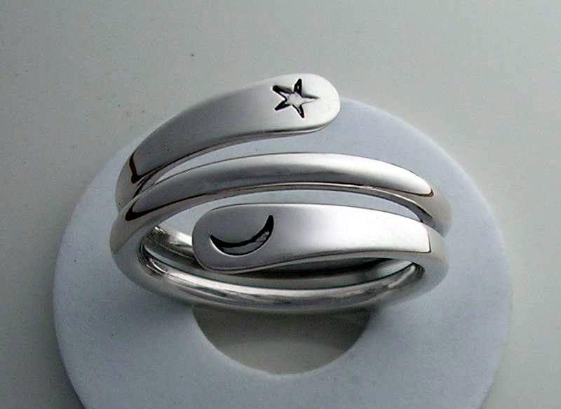 Moon Star Energy Ring in 11 Gauge Sterling Silver