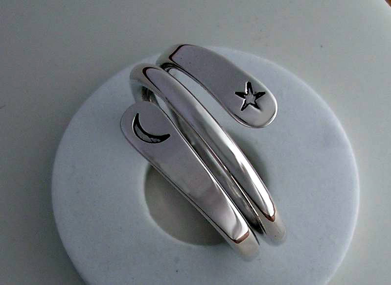 Moon Star Energy Ring in 11 Gauge Sterling Silver
