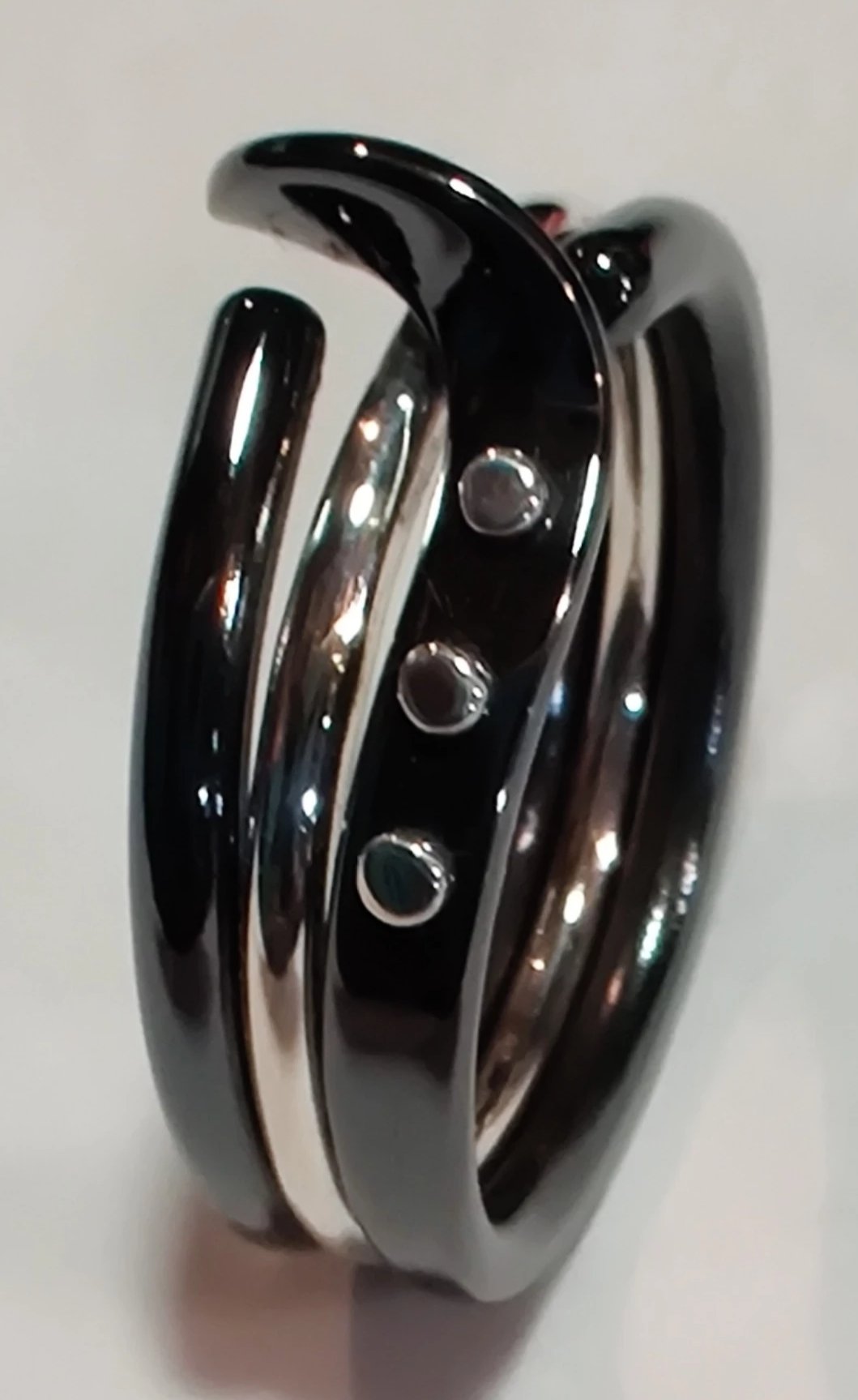 Blackened Niobium Wave Energy Ring™ with Sterling Accents