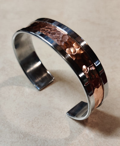 Pure Therapeutic Copper Hammered Cuff Bracelet 8 to 11 mm Wide
