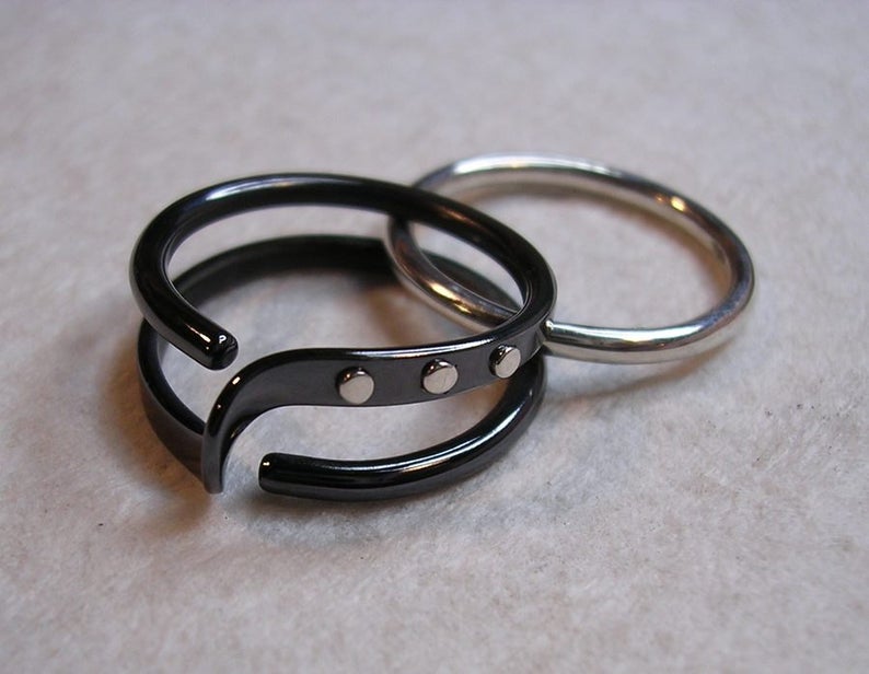 Blackened Niobium Wave Energy Ring™ with Sterling Accents