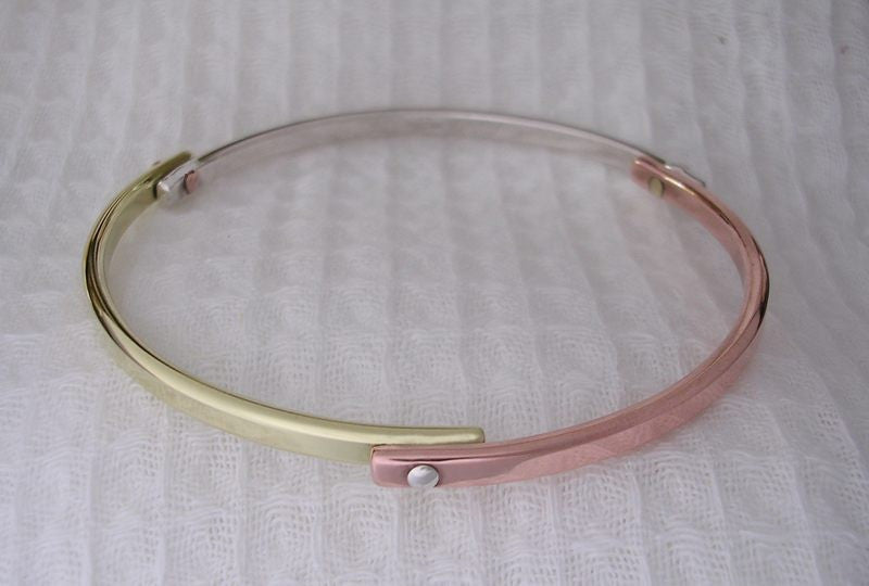 Tri-Metal Bangle Bracelet with Rivets