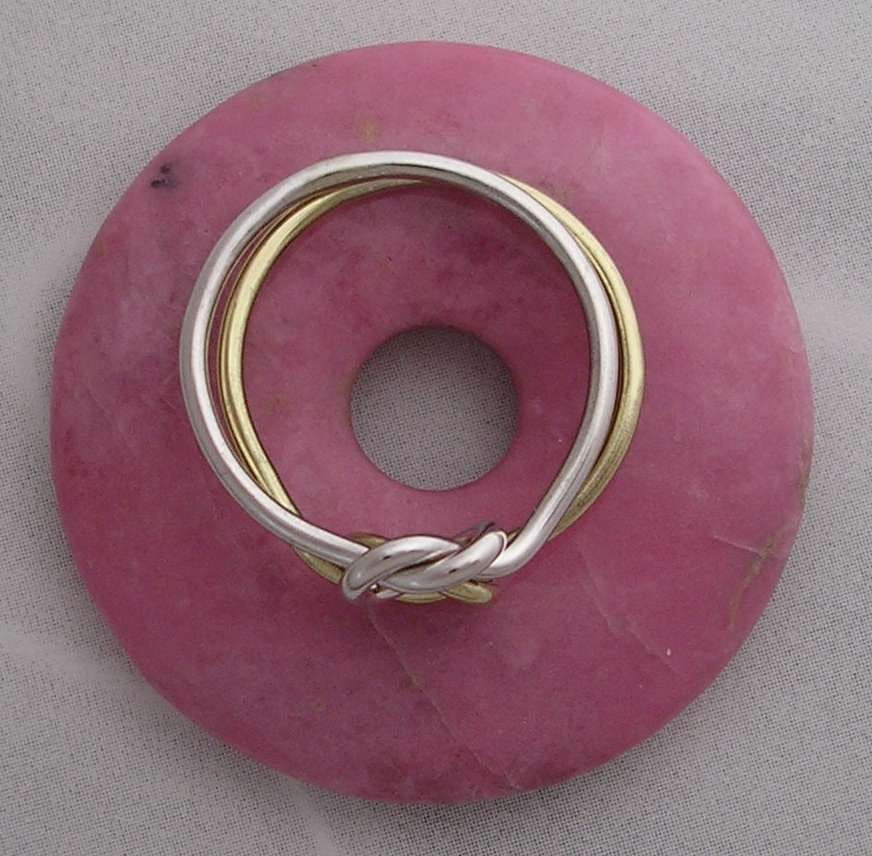 14K and Sterling Silver Double Love Knot Ring in 16 Gauge