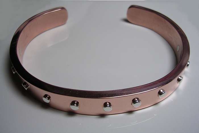 Copper Bracelet & Sterling Silver Rivets,