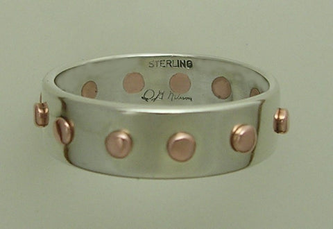 Tri-Metal Bangle Bracelet with Rivets