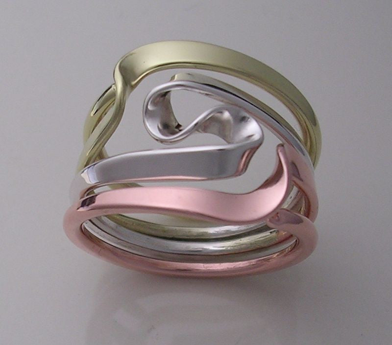 Tesla Inspired Tri-Metal Energy Ring™. Silver, Copper, Brass.