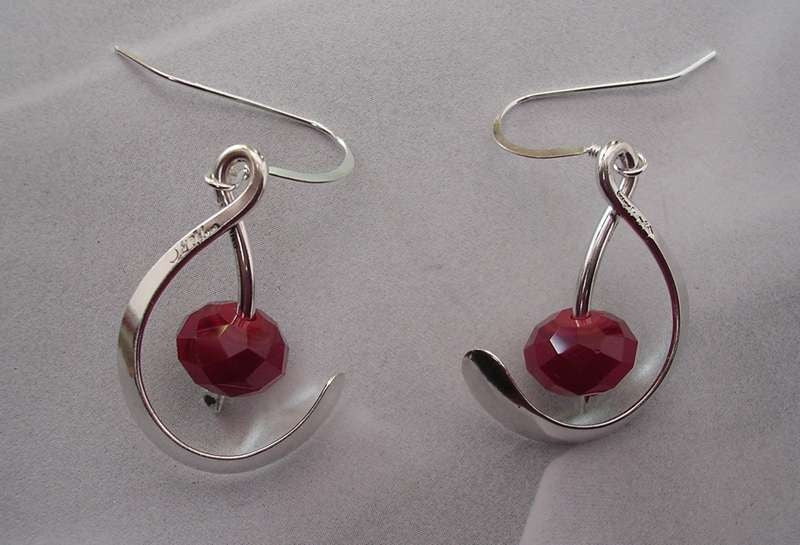 Ruby Quartz And Sterling Silver Golden Mean Earrings