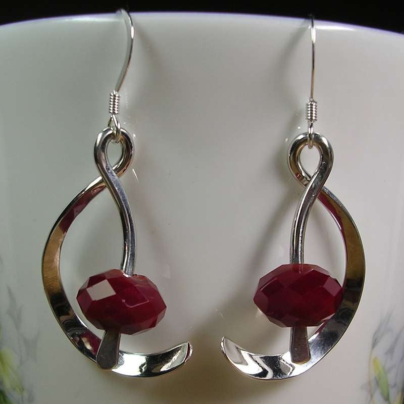 Ruby Quartz And Sterling Silver Golden Mean Earrings