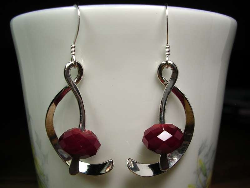Ruby Quartz And Sterling Silver Golden Mean Earrings