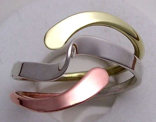 Tri-Metal Wave Energy Ring™ in Sterling Copper and Brass