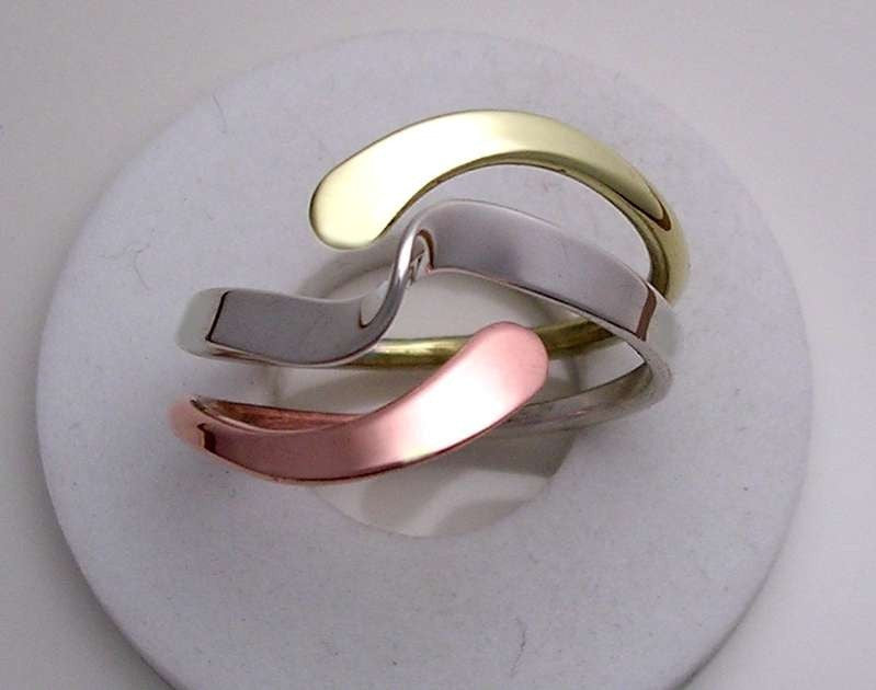 Tri-Metal Wave Energy Ring™ in Sterling Copper and Brass