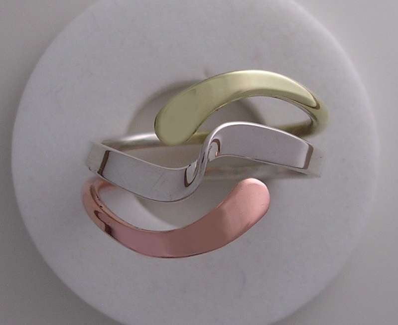 Tri-Metal Wave Energy Ring™ in Sterling Copper and Brass