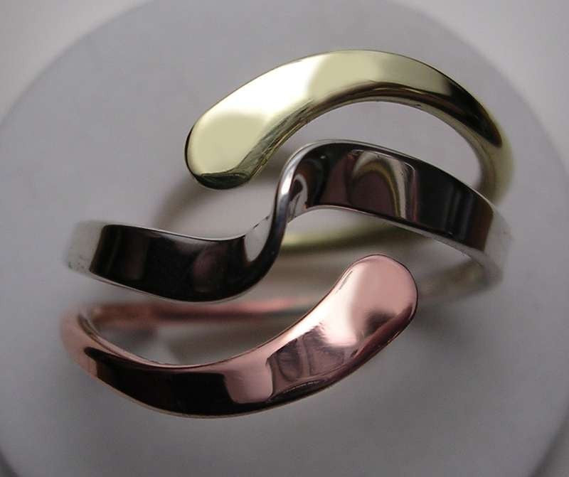 Tri-Metal Wave Energy Ring™ in Sterling Copper and Brass