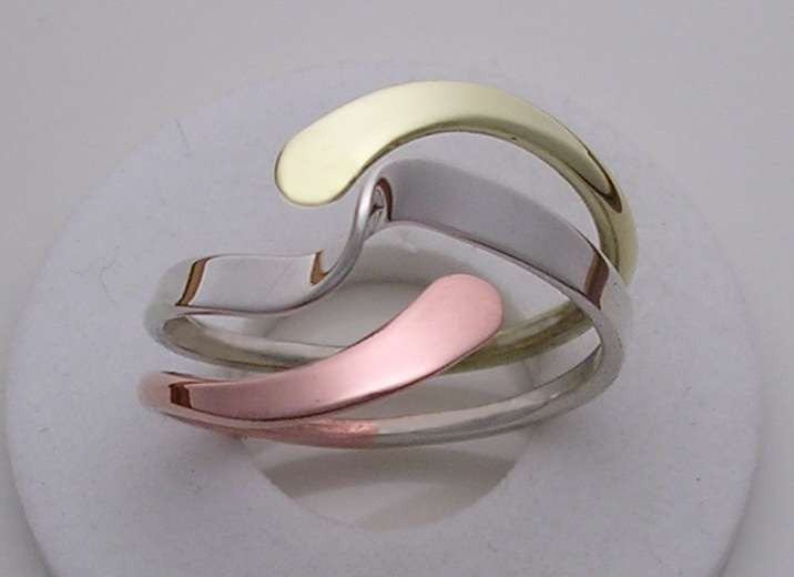 Tri-Metal Wave Energy Ring™ in Sterling Copper and Brass