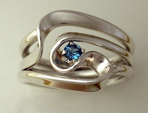 Hand Forged 3 Turn Vortex Energy Ring™ with Blue Topaz