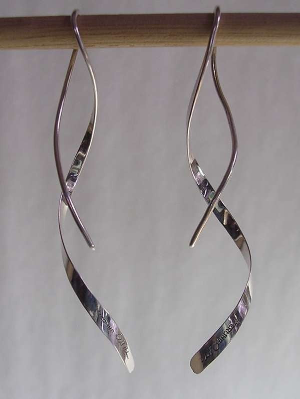 Spiral Earrings - One Piece Design in Sterling Silver.