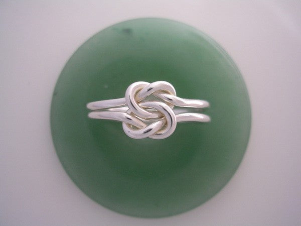 Heavy 12 Gauge Double Love Knot Ring in Sterling Silver