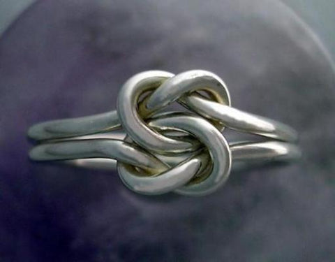 2 Double Love Knot Rings in Sterling Silver 14gauge and 16gauge
