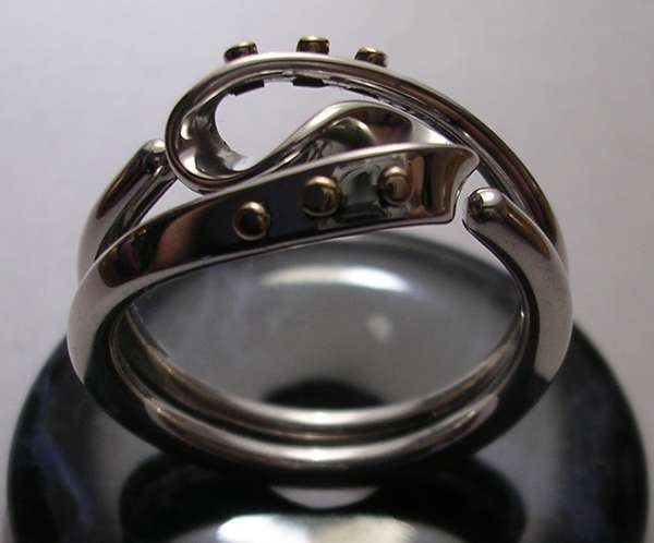 Steampunk Vortex Energy Ring™ Sterling with 14k Gold Rivets