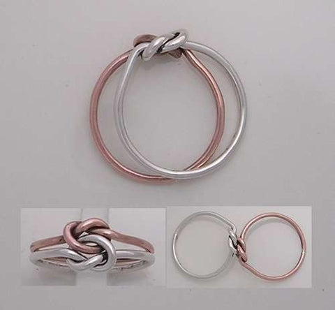 12 Gauge Double Love Knot Ring in 14K yellow or Rose Gold & Sterling Silver